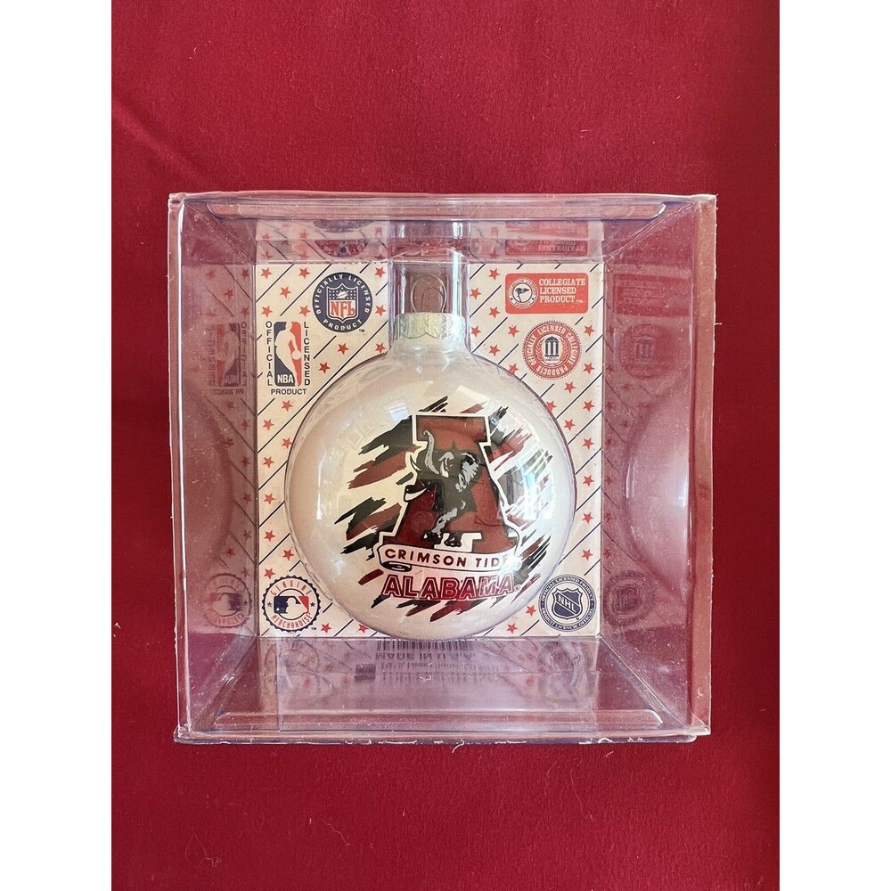VTG Sports Collectors Series Alabama Christmas Ornament Glass Ball Crimson Tide